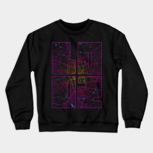 Lodz, Poland City Map Typography - Neon Crewneck Sweatshirt